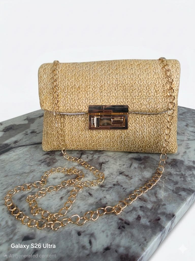 VNT Woven Chain Clutch Bag