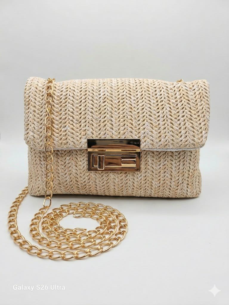 VNT Woven Chain Clutch Bag