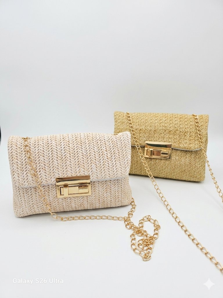 VNT Woven Chain Clutch Bag