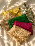 Rattan Straw Clutch Purse - Handheld Woven Bag
